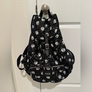 PINK Bling Black & Silver Polka Dot Backpack